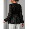 image:imageMakeMeChic Womens Maternity Peplum Tops Sheer Tie Knot V Neck Lantern Sleeve Pregnancy BlouseBlack