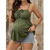 image:imageMakeMeChic Womens Maternity Peplum Tops Tie Shoulder Spaghetti Strap Pregnancy Cami TopsDark Green