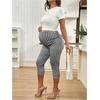 image:imageMakeMeChic Womens Maternity Plaid Capris Pants High Waist Workout Leggings  Checkered Knee Length Lace Hem Going Out Workout Pregnancy ClothesBlack and White
