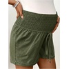 image:imageMakeMeChic Womens Maternity Ruched Drawstring Waist Wide Leg Shorts