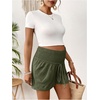 image:imageMakeMeChic Womens Maternity Ruched Drawstring Waist Wide Leg Shorts