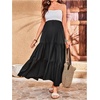 image:imageMakeMeChic Womens Maternity Ruffle Maxi Skirt  High Elastic Waisted Flowy Boho Flared Ruffle Summer Long Skirts Vacation OutfitsBlack