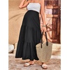 image:imageMakeMeChic Womens Maternity Ruffle Maxi Skirt  High Elastic Waisted Flowy Boho Flared Ruffle Summer Long Skirts Vacation OutfitsBlack
