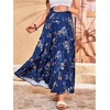 image:imageMakeMeChic Womens Maternity Ruffle Maxi Skirt  High Elastic Waisted Flowy Boho Flared Ruffle Summer Long Skirts Vacation OutfitsBlue