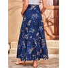 image:imageMakeMeChic Womens Maternity Ruffle Maxi Skirt  High Elastic Waisted Flowy Boho Flared Ruffle Summer Long Skirts Vacation OutfitsBlue