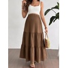 image:imageMakeMeChic Womens Maternity Ruffle Maxi Skirt  High Elastic Waisted Flowy Boho Flared Ruffle Summer Long Skirts Vacation OutfitsBrown