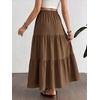 image:imageMakeMeChic Womens Maternity Ruffle Maxi Skirt  High Elastic Waisted Flowy Boho Flared Ruffle Summer Long Skirts Vacation OutfitsBrown