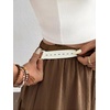 image:imageMakeMeChic Womens Maternity Ruffle Maxi Skirt  High Elastic Waisted Flowy Boho Flared Ruffle Summer Long Skirts Vacation OutfitsBrown