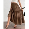 image:imageMakeMeChic Womens Maternity Ruffle Maxi Skirt  High Elastic Waisted Flowy Boho Flared Ruffle Summer Long Skirts Vacation OutfitsBrown