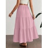 image:imageMakeMeChic Womens Maternity Ruffle Maxi Skirt  High Elastic Waisted Flowy Boho Flared Ruffle Summer Long Skirts Vacation OutfitsDusty Pink