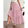 image:imageMakeMeChic Womens Maternity Ruffle Maxi Skirt  High Elastic Waisted Flowy Boho Flared Ruffle Summer Long Skirts Vacation OutfitsDusty Pink