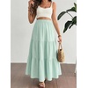 image:imageMakeMeChic Womens Maternity Ruffle Maxi Skirt  High Elastic Waisted Flowy Boho Flared Ruffle Summer Long Skirts Vacation OutfitsGreen