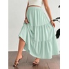 image:imageMakeMeChic Womens Maternity Ruffle Maxi Skirt  High Elastic Waisted Flowy Boho Flared Ruffle Summer Long Skirts Vacation OutfitsGreen