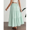 image:imageMakeMeChic Womens Maternity Ruffle Maxi Skirt  High Elastic Waisted Flowy Boho Flared Ruffle Summer Long Skirts Vacation OutfitsGreen