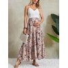 image:imageMakeMeChic Womens Maternity Ruffle Maxi Skirt  High Elastic Waisted Flowy Boho Flared Ruffle Summer Long Skirts Vacation OutfitsKhaki