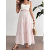 image:imageMakeMeChic Womens Maternity Ruffle Maxi Skirt  High Elastic Waisted Flowy Boho Flared Ruffle Summer Long Skirts Vacation OutfitsPink