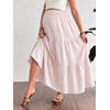 image:imageMakeMeChic Womens Maternity Ruffle Maxi Skirt  High Elastic Waisted Flowy Boho Flared Ruffle Summer Long Skirts Vacation OutfitsPink