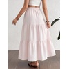 image:imageMakeMeChic Womens Maternity Ruffle Maxi Skirt  High Elastic Waisted Flowy Boho Flared Ruffle Summer Long Skirts Vacation OutfitsPink