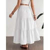 image:imageMakeMeChic Womens Maternity Ruffle Maxi Skirt  High Elastic Waisted Flowy Boho Flared Ruffle Summer Long Skirts Vacation OutfitsWhite