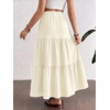 image:imageMakeMeChic Womens Maternity Ruffle Maxi Skirt  High Elastic Waisted Flowy Boho Flared Ruffle Summer Long Skirts Vacation OutfitsYellow