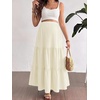 image:imageMakeMeChic Womens Maternity Ruffle Maxi Skirt  High Elastic Waisted Flowy Boho Flared Ruffle Summer Long Skirts Vacation OutfitsYellow