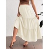 image:imageMakeMeChic Womens Maternity Ruffle Maxi Skirt  High Elastic Waisted Flowy Boho Flared Ruffle Summer Long Skirts Vacation OutfitsYellow