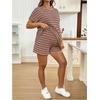 image:imageMakeMeChic Womens Maternity Sets 2 Piece Outfits Pregnancy Loungewear  Striped Tee and Shorts Bump Friendly Outfits Stripe Outfit Maternity ClothesPink