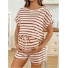 image:imageMakeMeChic Womens Maternity Sets 2 Piece Outfits Pregnancy Loungewear  Striped Tee and Shorts Bump Friendly Outfits Stripe Outfit Maternity ClothesRed and White