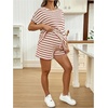 image:imageMakeMeChic Womens Maternity Sets 2 Piece Outfits Pregnancy Loungewear  Striped Tee and Shorts Bump Friendly Outfits Stripe Outfit Maternity ClothesRed and White