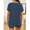 image:imageMakeMeChic Womens Maternity Sets 2 Piece Outfits Pregnancy Loungewear  Striped Tee and Shorts Bump Friendly Outfits Stripe Outfit Maternity ClothesRoyal Blue