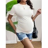 image:imageMakeMeChic Womens Maternity Shirts Crew Neck Short Sleeve Ruched Basic Tops Summer Maternity Clothes