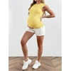 image:imageMakeMeChic Womens Maternity Shirts Summer Crew Neck Ruched Sleeveless Fitted Pregnancy TopsYellow