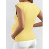 image:imageMakeMeChic Womens Maternity Shirts Summer Crew Neck Ruched Sleeveless Fitted Pregnancy TopsYellow