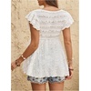 image:imageMakeMeChic Womens Maternity Shirts Summer Sweetheart Neckline Flutter Sleeve Ruffle Pregnancy Peplum TopsApricot