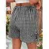 image:imageMakeMeChic Womens Maternity Shorts Plaid Elastic High Waist Summer Wide Leg ShortsBlack and White