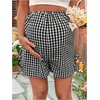 image:imageMakeMeChic Womens Maternity Shorts Plaid Elastic High Waist Summer Wide Leg ShortsBlack and White