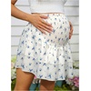 image:imageMakeMeChic Womens Maternity Skirt Floral High Waist Layered Ruffle Flowy Summer Short SkirtsWhite and Blue