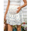 image:imageMakeMeChic Womens Maternity Skirt Floral High Waist Layered Ruffle Flowy Summer Short SkirtsWhite and Blue