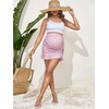 image:imageMakeMeChic Womens Maternity Skirt High Elastic Waisted Boho Skirts  Floral Print Over The Belly Stretchy Ruffle Pencil Summer Beach Cover Up Pregnancy ClothesPink