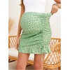 image:imageMakeMeChic Womens Maternity Skirt High Elastic Waisted Boho Skirts  Floral Print Over The Belly Stretchy Ruffle Pencil Summer Beach Cover Up Pregnancy ClothesGreen