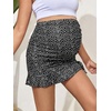image:imageMakeMeChic Womens Maternity Skirt High Elastic Waisted Boho Skirts  Floral Print Over The Belly Stretchy Ruffle Pencil Summer Beach Cover Up Pregnancy ClothesBlack