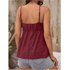 image:imageMakeMeChic Womens Maternity Summer Cami Top Lace Eyelet Embroidery V Neck Ruffle Pregnancy Tank TopsBurgundy