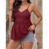 image:imageMakeMeChic Womens Maternity Summer Cami Top Lace Eyelet Embroidery V Neck Ruffle Pregnancy Tank TopsBurgundy