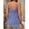 image:imageMakeMeChic Womens Maternity Summer Cami Top Lace Eyelet Embroidery V Neck Ruffle Pregnancy Tank TopsDusty Blue