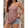 image:imageMakeMeChic Womens Maternity Summer Cami Top Lace Eyelet Embroidery V Neck Ruffle Pregnancy Tank TopsDusty Pink