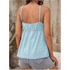 image:imageMakeMeChic Womens Maternity Summer Cami Top Lace Eyelet Embroidery V Neck Ruffle Pregnancy Tank TopsLight Blue