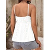 image:imageMakeMeChic Womens Maternity Summer Cami Top Lace Eyelet Embroidery V Neck Ruffle Pregnancy Tank TopsWhite