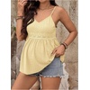 image:imageMakeMeChic Womens Maternity Summer Cami Top Lace Eyelet Embroidery V Neck Ruffle Pregnancy Tank TopsYellow