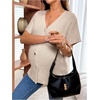 image:imageMakeMeChic Womens Maternity Summer Clothes V Neck Sweater Short Sleeve Button Pregnancy TopsApricot