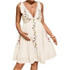 image:imageMakeMeChic Womens Maternity Summer Mini Dresses Floral Short Dresses  Vacation Boho Baby Shower Flowy Embroidery PregnancyApricot